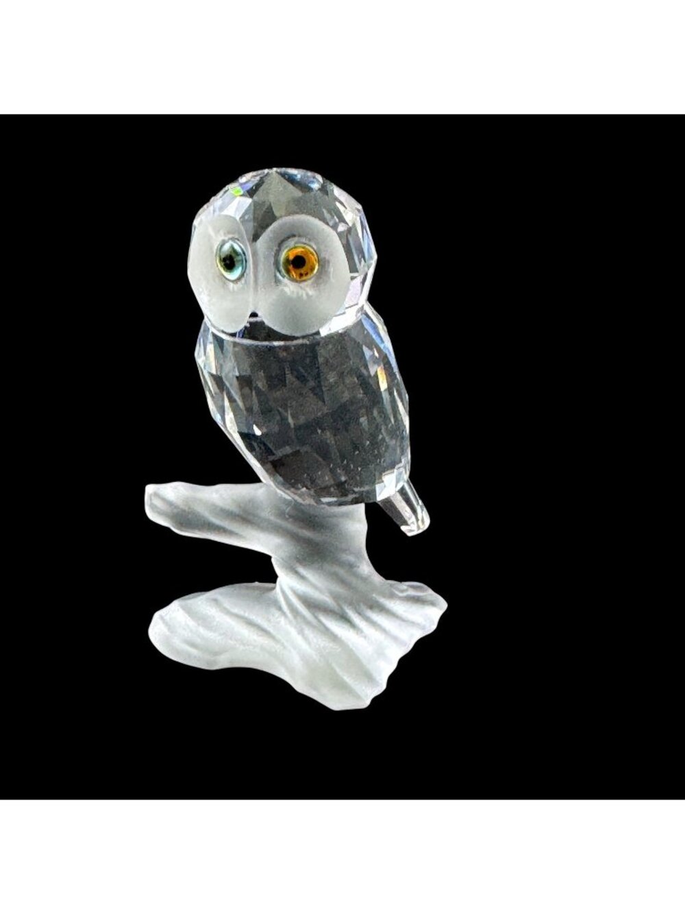 Swarovski Crystal Owl On a Branch Miniature Made in Austria Vintage 1990s Trees